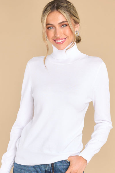 Comfortable Charm White Turtleneck Sweater