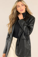 Talk This Way Black Faux Leather Blazer