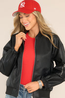 My Legacy Black Faux Leather Bomber Jacket