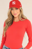 Protecting My Peace Red Ribbed Long Sleeve Bodysuit