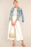 Daring In This Medium Wash Distressed Denim Jacket