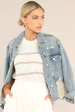 Daring In This Medium Wash Distressed Denim Jacket