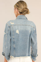 Daring In This Medium Wash Distressed Denim Jacket