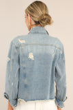 Daring In This Medium Wash Distressed Denim Jacket