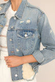 Daring In This Medium Wash Distressed Denim Jacket