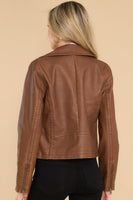 Lets Ride Brown Faux Leather Moto Jacket