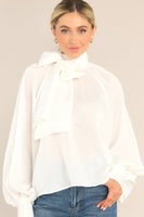 World Class White Tie Neck Blouse