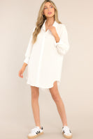 My Everything White Button Front Shirt Dress