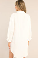 My Everything White Button Front Shirt Dress