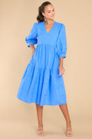 Cozy And Carefree Super Sonic Blue Midi Dress