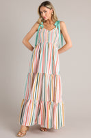 Wishing For You Desert Sage Multi Stripe Maxi Dress