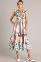 Such A Dreamer Desert Sage Multi Stripe Midi Dress