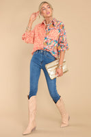 All The Things Coral Floral Print Top