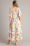 Stay Awhile Ivory Floral Print Maxi Dress