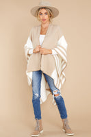 Lining Up Beige Poncho Cardigan