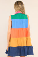 Dreaming On Blue Colorblock Dress