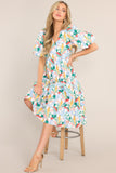 Eyes In Paradise Sky Blue Multi Print Midi Dress