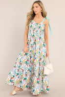 Wishing For You Sky Blue Multi Print Maxi Dress