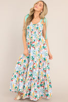 Wishing For You Sky Blue Multi Print Maxi Dress