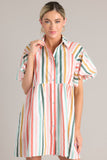 In The Clouds Desert Sage Green Multi Stripe Dress