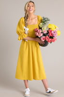 Enjoy The View Sunset Yellow Midi Dress