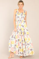 Inner Chaos Ivory Floral Print Maxi Dress