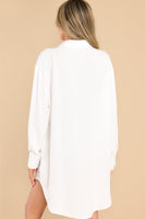 Chic Alternative White Button Front Shirt Dress