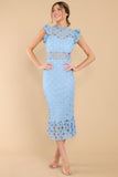 Love's High Hopes Sky Blue Crochet Midi Dress