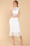 Love's High Hopes White Crochet Midi Dress