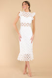 Love's High Hopes White Crochet Midi Dress