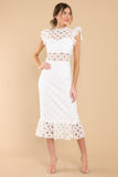 Love's High Hopes White Crochet Midi Dress