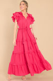 Ruffle Some Feathers Lipstick Maxi Dress