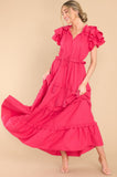 Ruffle Some Feathers Lipstick Maxi Dress