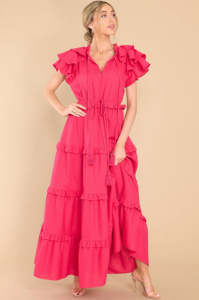 Ruffle Some Feathers Lipstick Maxi Dress